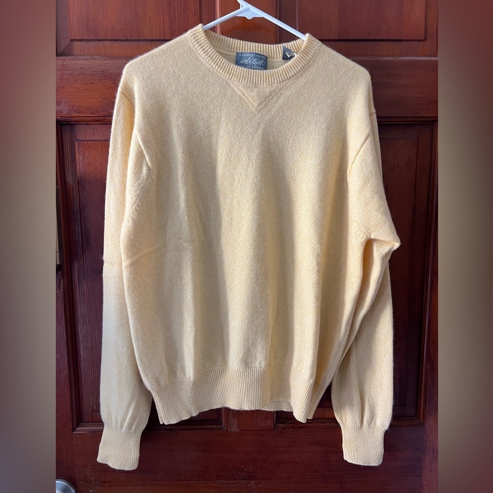 100% Cashmere Sweater Cream Yellow | Two-Ply Cashmere Knit | LoftFashions | L - Picture 7 of 7
